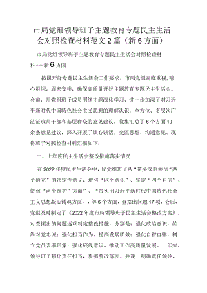 市局党组领导班子主题教育专题民主生活会对照检查材料范文2篇.docx