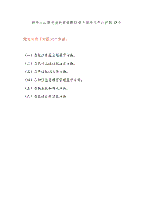 党支部班子在加强党员教育管理监督方面检视存在问题12个.docx
