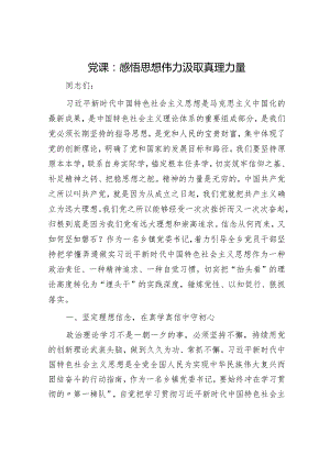 党课：感悟思想伟力汲取真理力量（乡镇）.docx