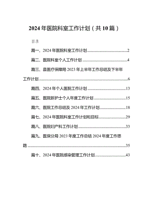 2024年医院科室工作计划(10篇合集).docx