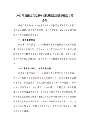 2023年度国企党组织书记抓基层党建述职报告2篇合集.docx