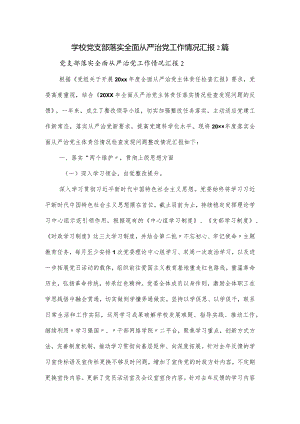 学校党支部落实全面从严治党工作情况汇报2篇.docx