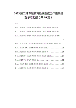 第二批专题教育检视整改工作进展情况总结汇报(精选10篇).docx