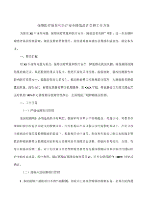 保障医疗质量和医疗安全降低患者负担工作方案.docx