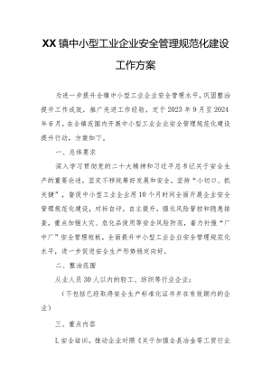 XX镇中小型工业企业安全管理规范化建设工作方案.docx