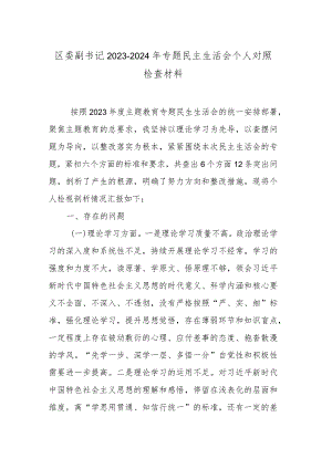 区委副书记2023-2024年专题民主生活会个人对照检查材料.docx