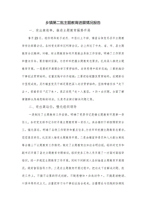 乡镇第二批主题教育进展情况报告.docx