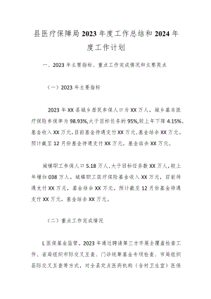 县医疗保障局2023年度工作总结和2024年度工作计划.docx