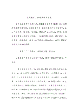 主题教育工作进展情况汇报.docx