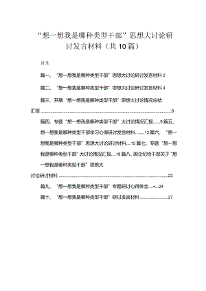 （10篇）“想一想我是哪种类型干部”思想大讨论研讨发言材料精品.docx