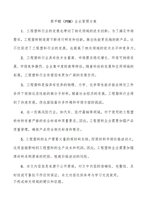 聚甲醛（POM）企业管理方案.docx