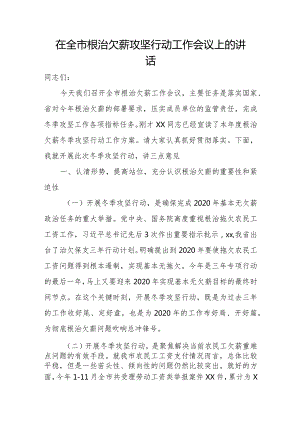 在全市根治欠薪攻坚行动工作会议上的讲话.docx