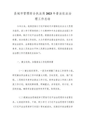 县城市管理综合执法局 2023年普法依法治理工作总结.docx