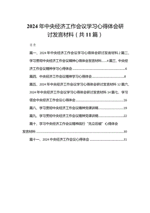 2024年中央经济工作会议学习心得体会研讨发言材料（共11篇）.docx