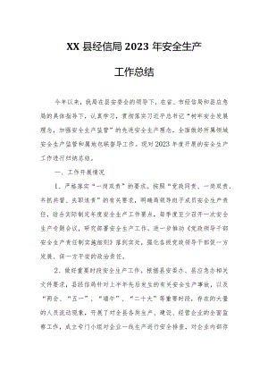 XX县经信局2023年安全生产工作总结.docx