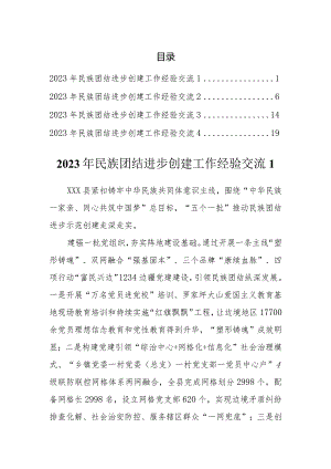 2023年民族团结进步创建工作经验交流(4篇）.docx