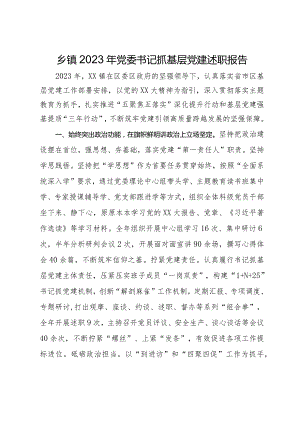 乡镇2023年党委书记抓基层党建述职报告.docx