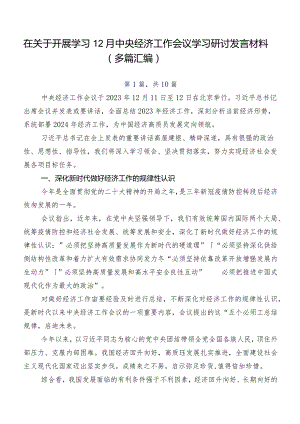 在关于开展学习12月中央经济工作会议学习研讨发言材料（多篇汇编）.docx