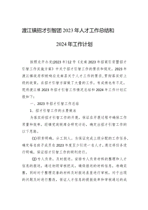 镇招才引智团2023年人才工作总结和2024年工作计划.docx