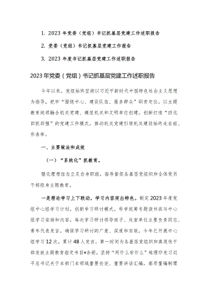 三篇：2023年党委（党组）书记抓基层党建工作述职报告范文.docx