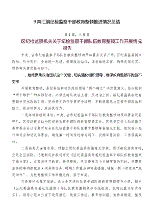 9篇汇编纪检监察干部教育整顿推进情况总结.docx