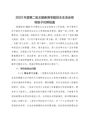 2023年度第二批主题教育专题民主生活会领导班子对照检查.docx