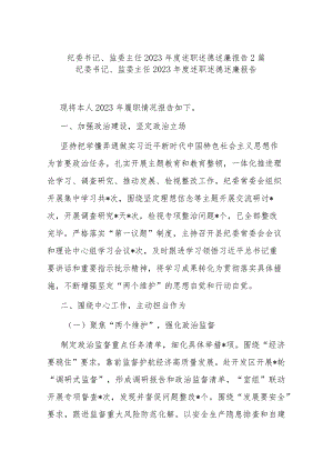 纪委书记、监委主任2023年度述职述德述廉报告2篇.docx