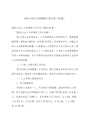2024企业人力资源部工作计划（30篇）.docx