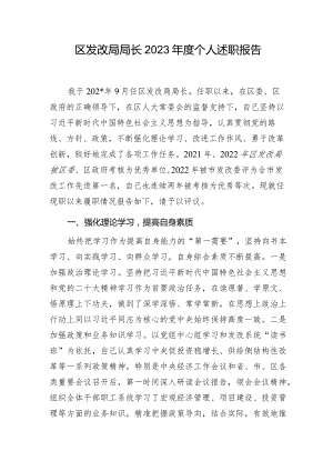 区发改局局长2023年度个人述职报告.docx