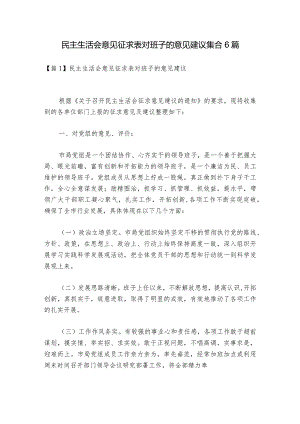 民主生活会意见征求表对班子的意见建议集合6篇.docx