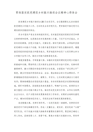 2024年贯彻抓党建促乡村振兴推进会议精神心得体会感悟.docx