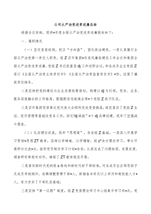 公司从严治党述责述廉总结.docx