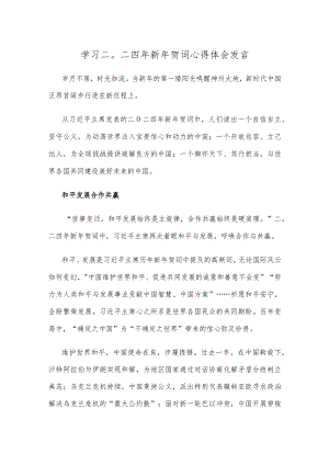 学习二〇二四年新年贺词心得体会发言.docx