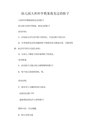 最新整理幼儿园大班科学教案《我见过的影子》.docx