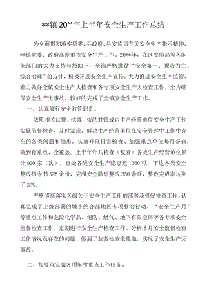 镇20xx年上半年安全生产工作总结.docx