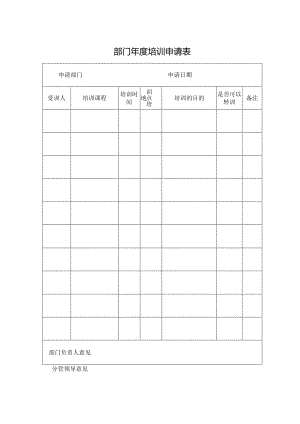 部门年度培训申请表.docx
