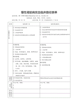 慢性肾脏病贫血临床路径表单.docx