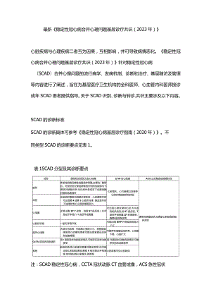 最新《稳定性冠心病合并心理问题基层诊疗共识（2023年）》.docx