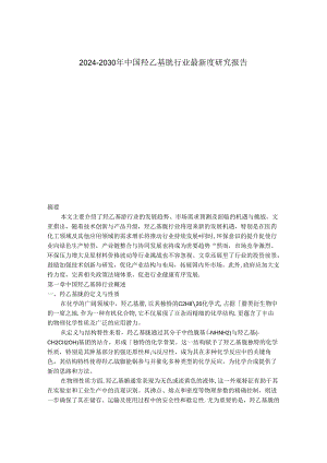 2024-2030年中国羟乙基肼行业最新度研究报告.docx