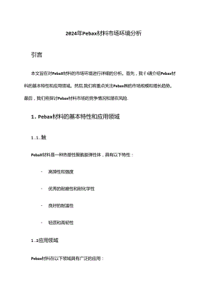 2024年Pebax材料市场环境分析.docx