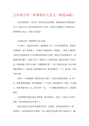 五年级介绍一种事物作文范文（精选14篇）.docx