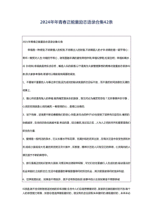 2024年年青春正能量励志语录合集42条.docx