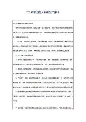 2024年简短的人生感悟好句摘录.docx