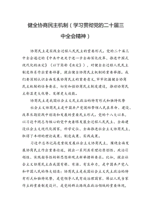 健全协商民主机制（学习贯彻党的二十届三中全会精神）.docx