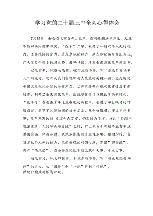 2024年学习学习党的二十届三中全会个人心得感悟 汇编10份.docx