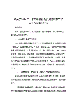 2024年上半年经济社会发展情况及下半年工作安排报告（乡镇）.docx