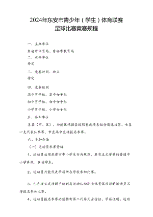 2024年东安市青少年 (学生) 体育联赛足球比赛竞赛规程.docx