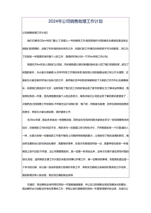 2024年公司销售助理工作计划.docx