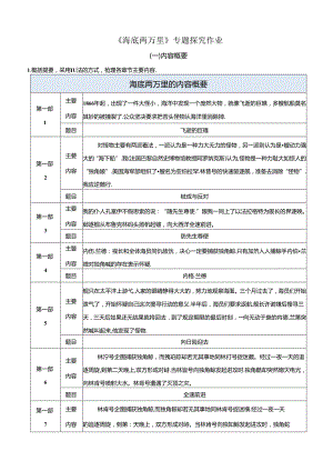 2024年七年级下册名著学习《海底两万里》专题探究作业.docx