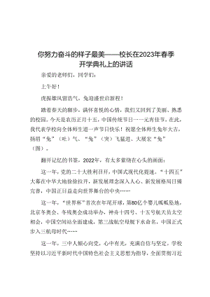 你努力奋斗的样子最美——校长在2023年春季开学典礼上的讲话&体制内如何做到边缘化成为“慢牛”活潇洒人生.docx